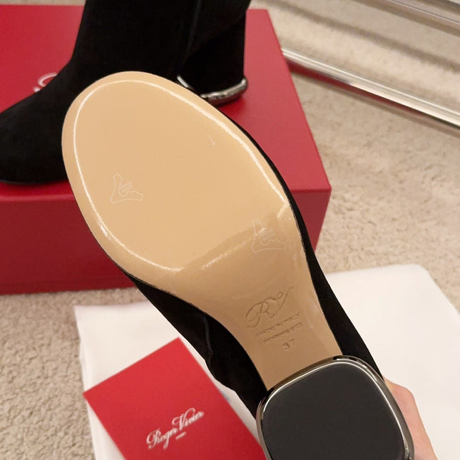 VIV' PODIUM BOOTIES IN BLACK SUEDE