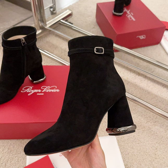 VIV' PODIUM BOOTIES IN BLACK SUEDE