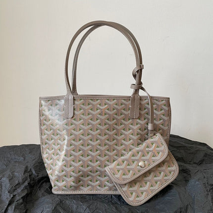 ANJOU MINI BAG 20 IN GREY MIX GREEN GOYARDINE CANVAS AND CALFSKIN