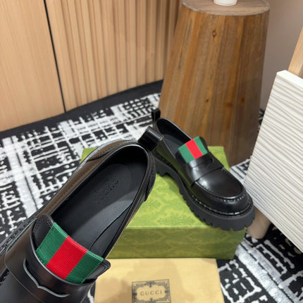 GG LOAFER WITH WEB IN BLACK CALFSKIN