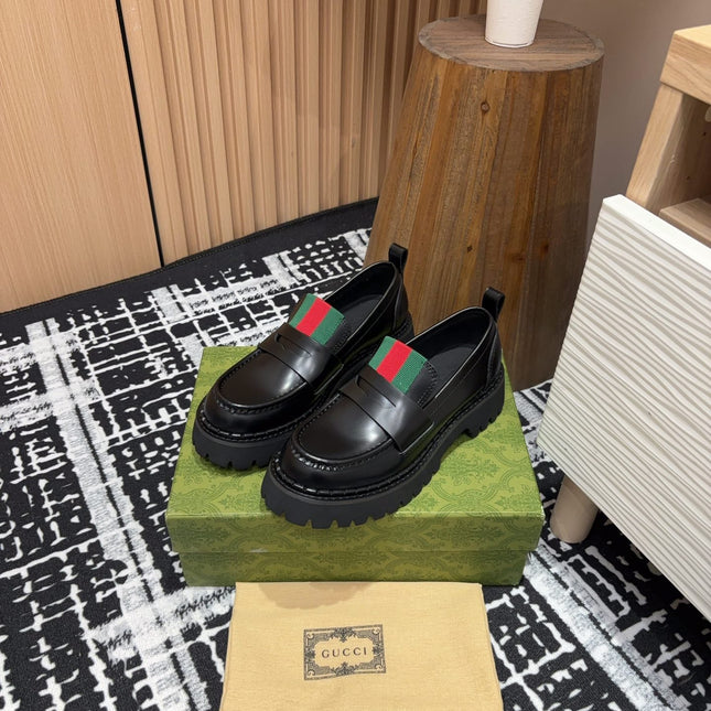 GG LOAFER WITH WEB IN BLACK CALFSKIN