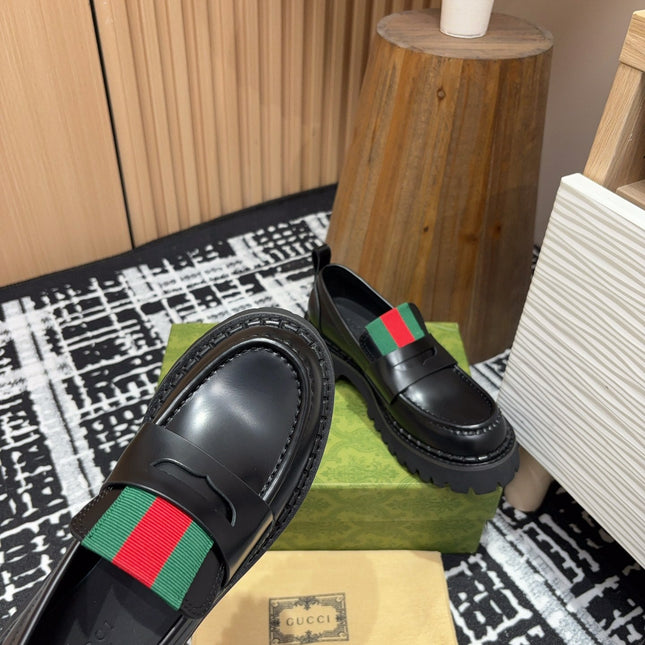 GG LOAFER WITH WEB IN BLACK CALFSKIN