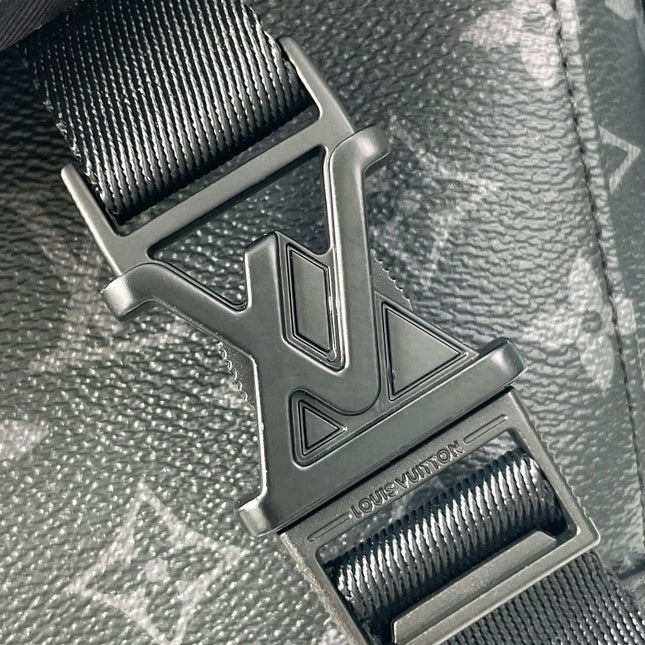 MESSENGER VOYAGER PM 33 IN GUN METAL MONOGRAM ECLIPSE CANVAS