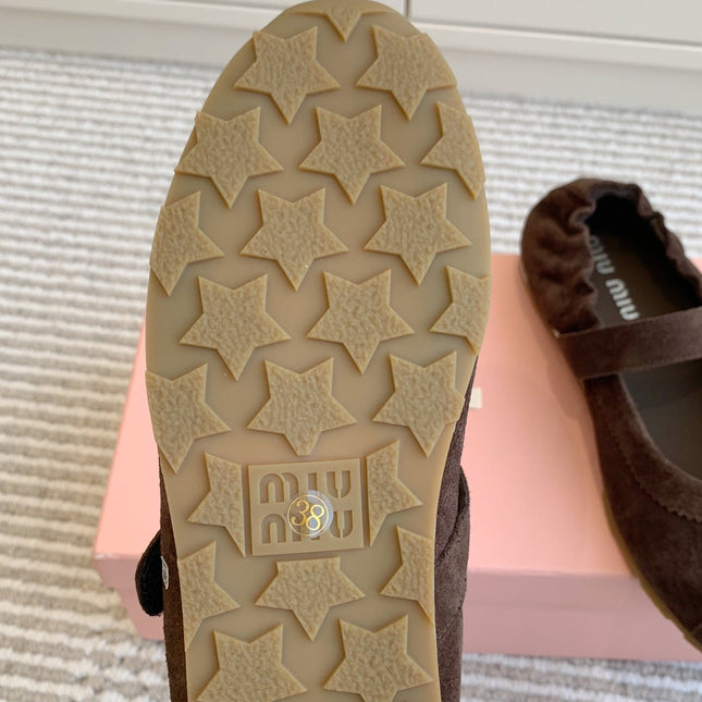 MARY JANE FLATS IN CHOCOLATE SUEDE