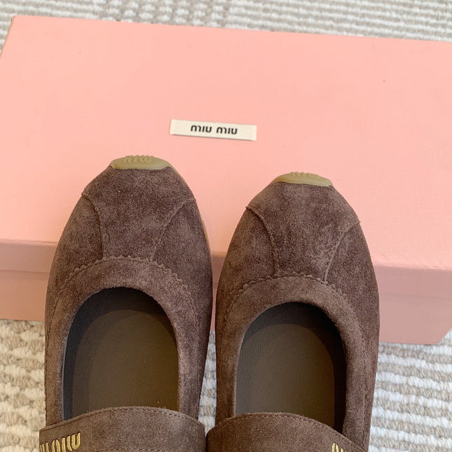 MARY JANE FLATS IN CHOCOLATE SUEDE