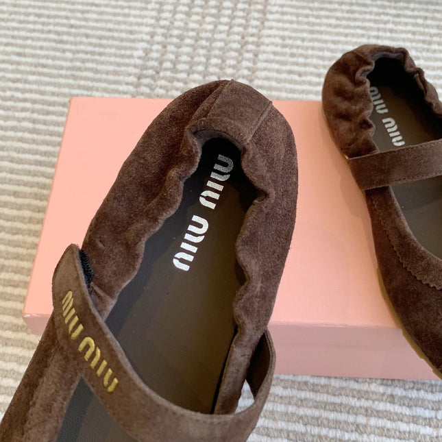 MARY JANE FLATS IN CHOCOLATE SUEDE