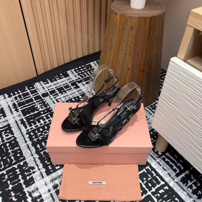 STRAP HIGH HEEL SANDALS IN BLACK SHINY LAMBSKIN