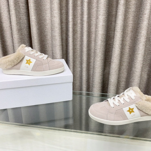 STAR SNEAKER IN LIGHT PINK SUEDE AND SHEARLING