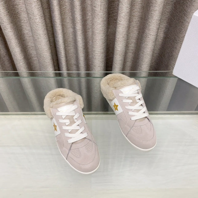 STAR SNEAKER IN LIGHT PINK SUEDE AND SHEARLING