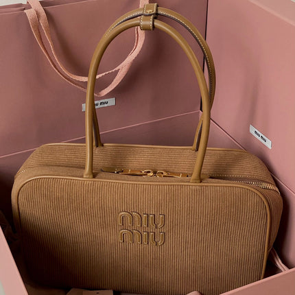 BEAU TOP HANDLE BAG 34 IN MEDIUM BROWN CORDUROY