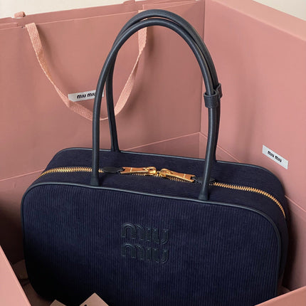 BEAU TOP HANDLE BAG 34 IN NAVY BLUE CORDUROY