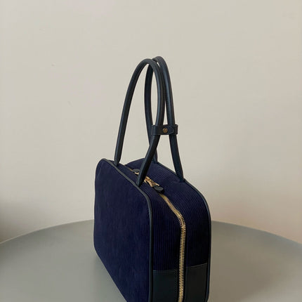BEAU TOP HANDLE BAG 34 IN NAVY BLUE CORDUROY