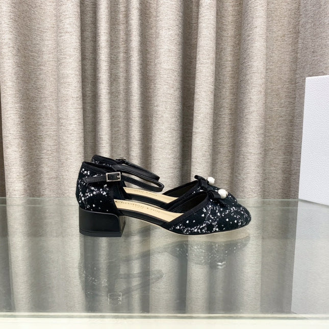 PEARL MARY JANE PUMP IN BLACK MIX WHITE TWEED 30 MM