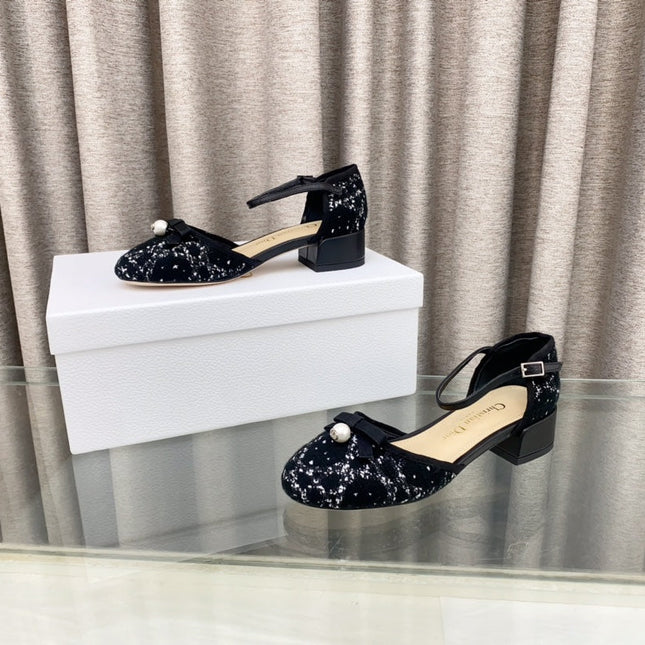 PEARL MARY JANE PUMP IN BLACK MIX WHITE TWEED 30 MM