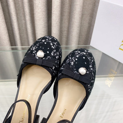 PEARL MARY JANE PUMP IN BLACK MIX WHITE TWEED 30 MM