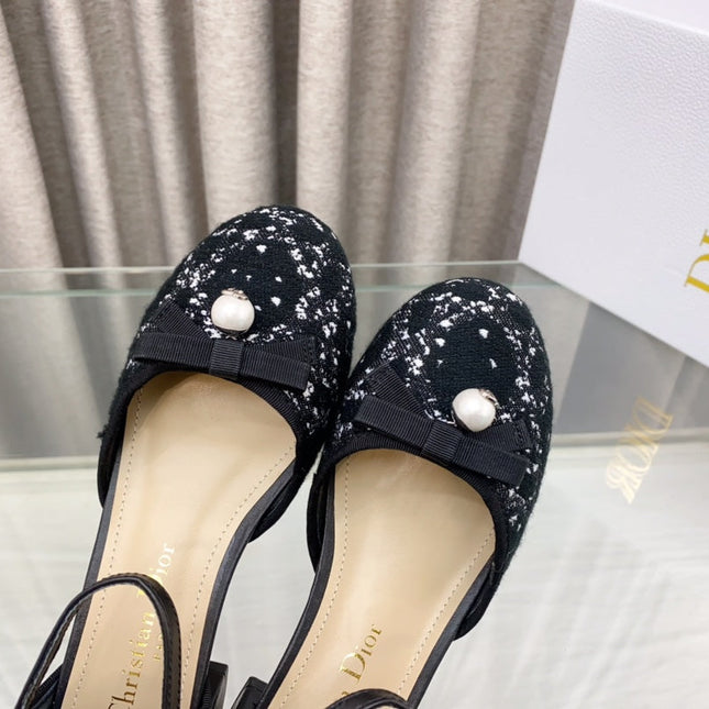 PEARL MARY JANE PUMP IN BLACK MIX WHITE TWEED 30 MM