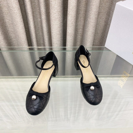 PEARL MARY JANE PUMP IN BLACK LAMBSKIN 30 MM