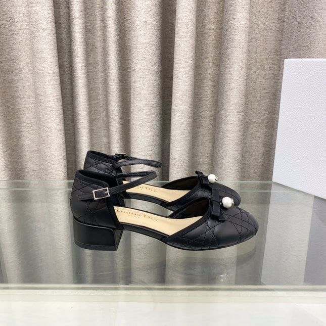 PEARL MARY JANE PUMP IN BLACK LAMBSKIN 30 MM