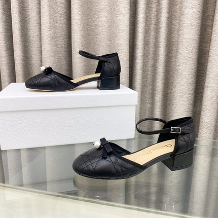 PEARL MARY JANE PUMP IN BLACK LAMBSKIN 30 MM