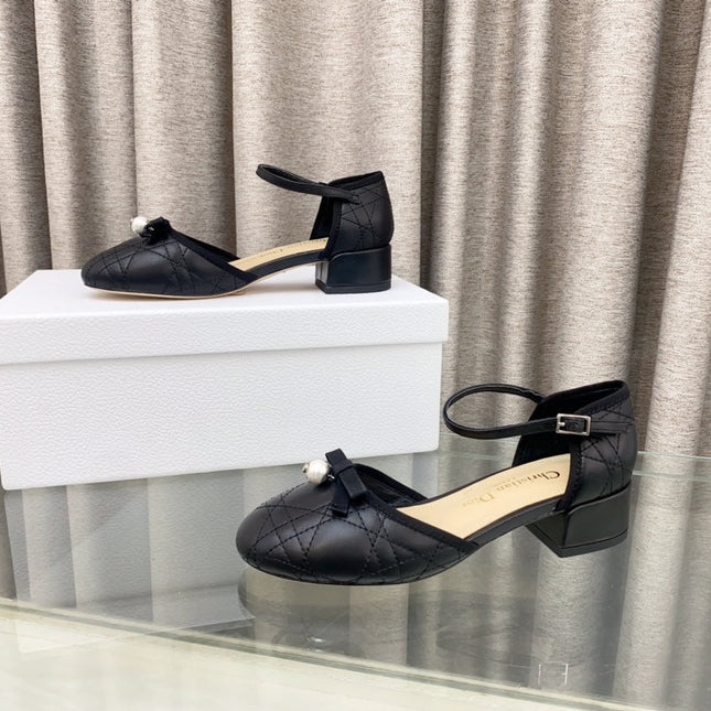 PEARL MARY JANE PUMP IN BLACK LAMBSKIN 30 MM