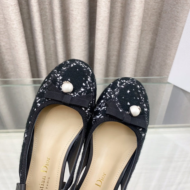 PEARL MARY JANE SLINGBACKS IN BLACK MIX WHITE TWEED 30 MM
