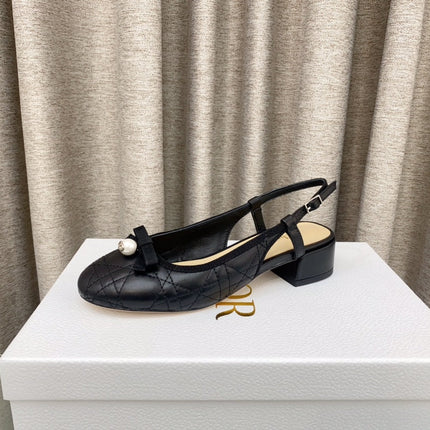 PEARL MARY JANE SLINGBACKS IN BLACK LAMBSKIN 30 MM
