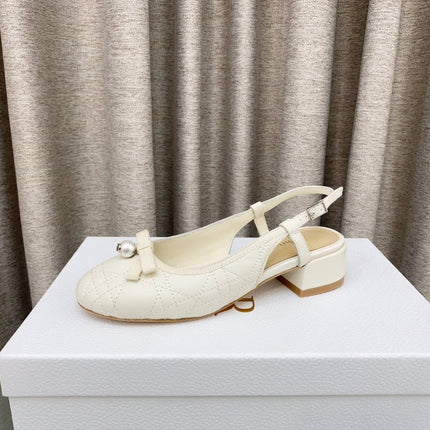PEARL MARY JANE SLINGBACKS IN WHITE LAMBSKIN 30 MM