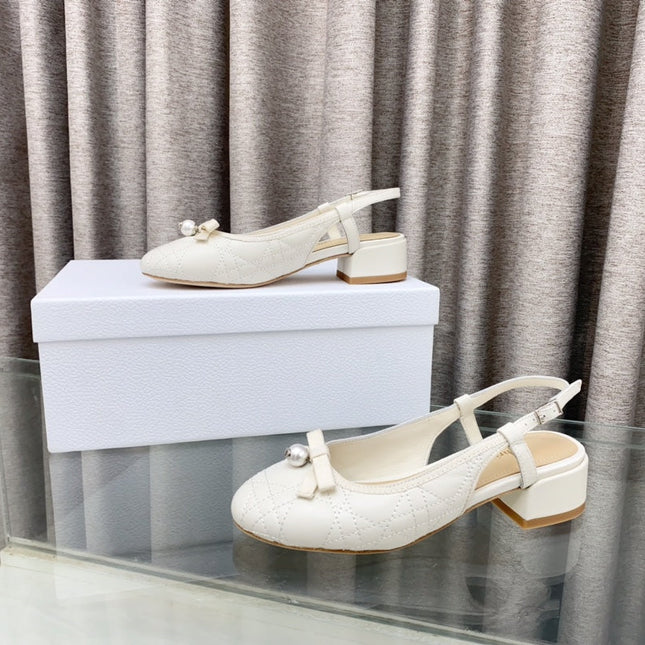 PEARL MARY JANE SLINGBACKS IN WHITE LAMBSKIN 30 MM
