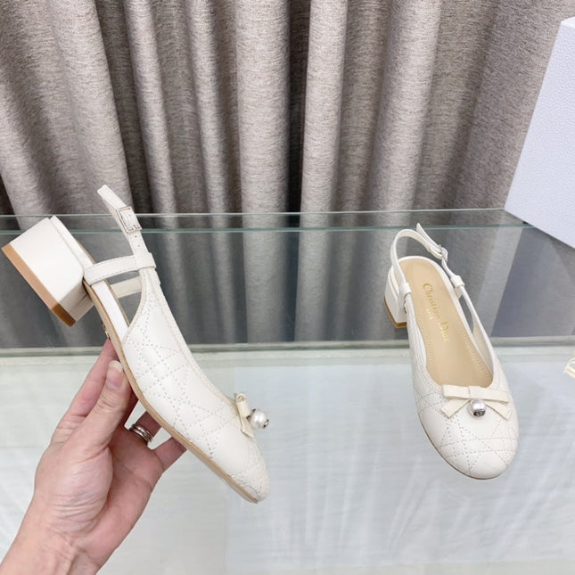 PEARL MARY JANE SLINGBACKS IN WHITE LAMBSKIN 30 MM