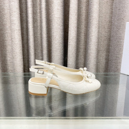 PEARL MARY JANE SLINGBACKS IN WHITE LAMBSKIN 30 MM