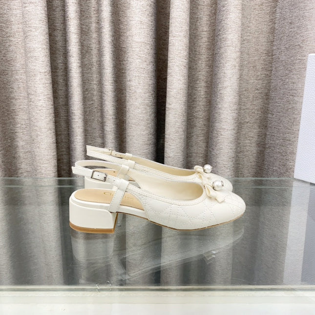 PEARL MARY JANE SLINGBACKS IN WHITE LAMBSKIN 30 MM