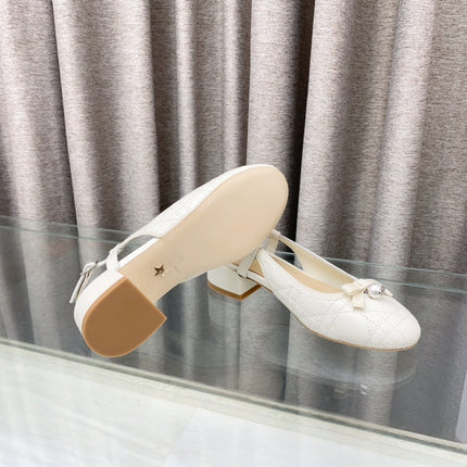 PEARL MARY JANE SLINGBACKS IN WHITE LAMBSKIN 30 MM