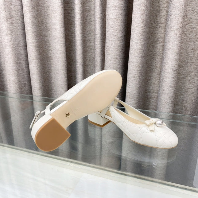 PEARL MARY JANE SLINGBACKS IN WHITE LAMBSKIN 30 MM