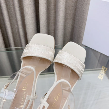 DWAY HIGH HEEL EMBROIDERED SANDAL WHITE CALFSKIN 95 MM