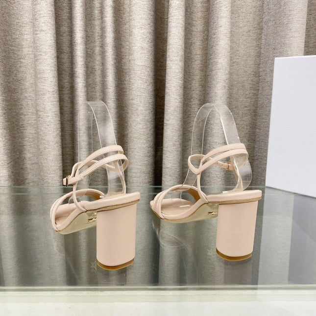 DWAY HIGH HEEL EMBROIDERED SANDAL LIGHT PINK CALFSKIN 75 MM
