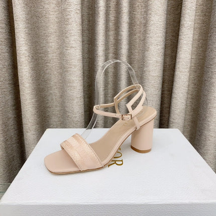 DWAY HIGH HEEL EMBROIDERED SANDAL LIGHT PINK CALFSKIN 75 MM