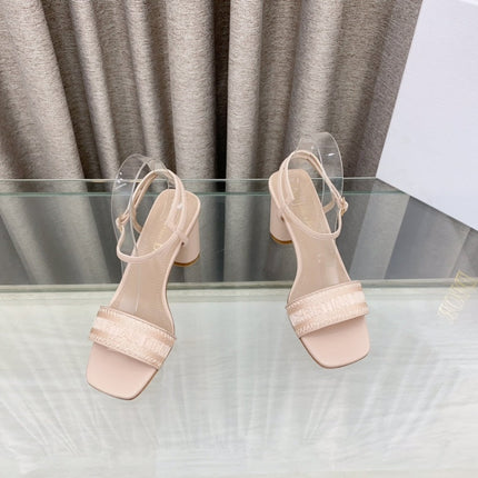 DWAY HIGH HEEL EMBROIDERED SANDAL LIGHT PINK CALFSKIN 75 MM
