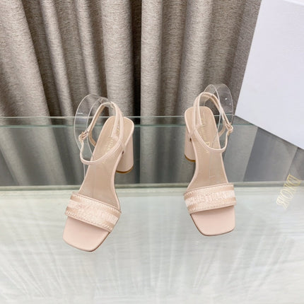 DWAY HIGH HEEL EMBROIDERED SANDAL LIGHT PINK CALFSKIN 95 MM