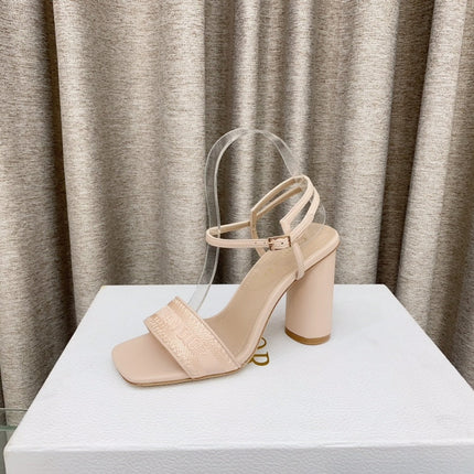 DWAY HIGH HEEL EMBROIDERED SANDAL LIGHT PINK CALFSKIN 95 MM
