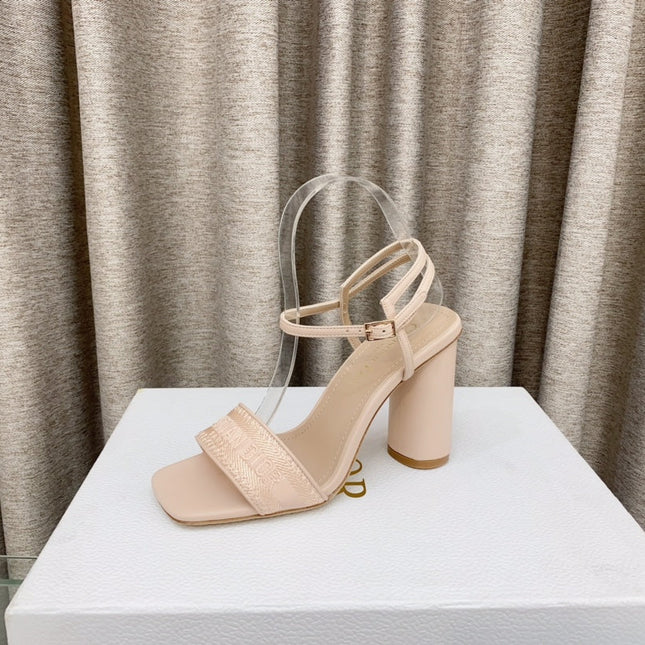 DWAY HIGH HEEL EMBROIDERED SANDAL LIGHT PINK CALFSKIN 95 MM