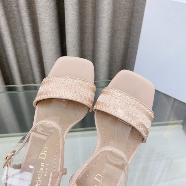 DWAY HIGH HEEL EMBROIDERED SANDAL LIGHT PINK CALFSKIN 95 MM