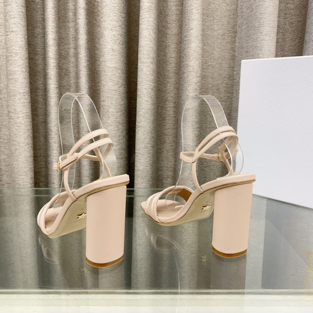 DWAY HIGH HEEL EMBROIDERED SANDAL LIGHT PINK CALFSKIN 95 MM
