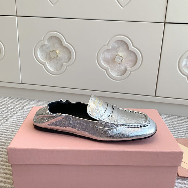 NAPPA LOAFERS IN SILVER METALLIC LAMBSKIN