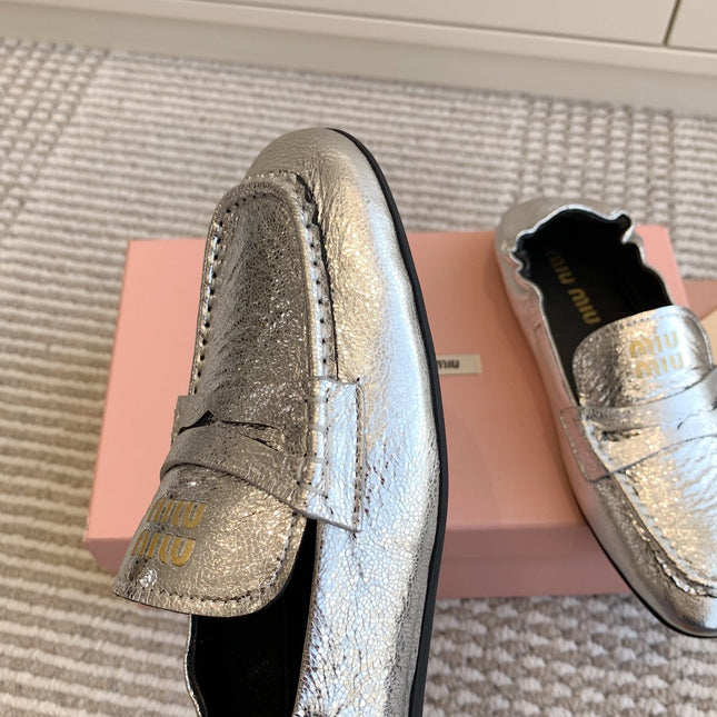 NAPPA LOAFERS IN SILVER METALLIC LAMBSKIN