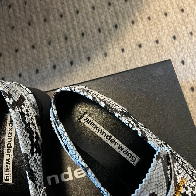 CARTER MID-HEEL 5 CM LUG LOAFER IN WHITE MIX BLACK GRAINED LAMBSKIN