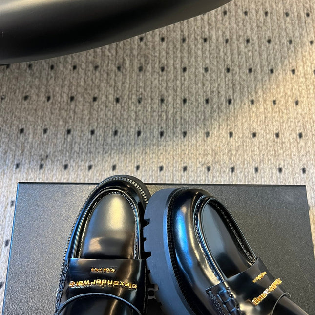 CARTER MID-HEEL 5 CM LUG LOAFER IN BLACK LAMBSKIN