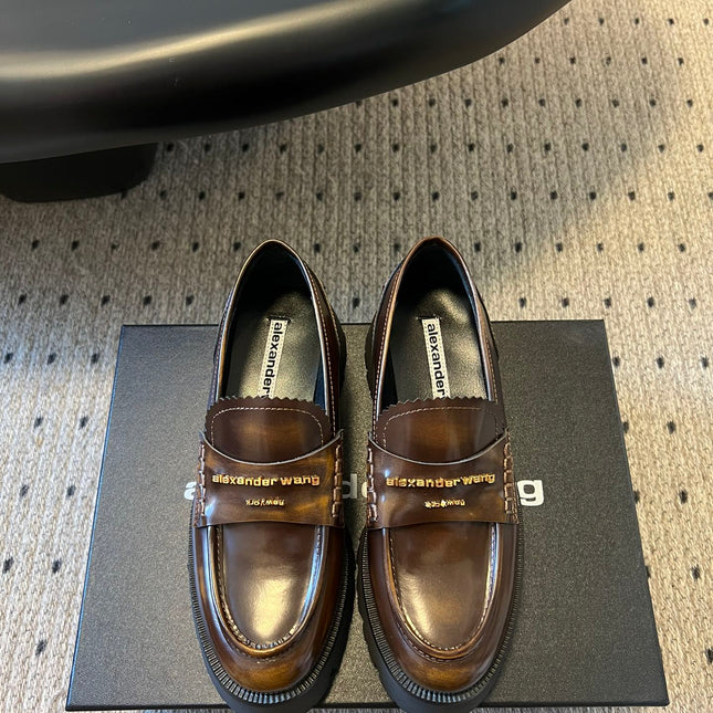 CARTER MID-HEEL 5 CM LUG LOAFER IN CHOCOLATE BROWN LAMBSKIN