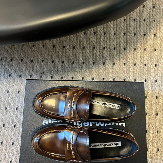 CARTER MID-HEEL 5 CM LUG LOAFER IN CHOCOLATE BROWN LAMBSKIN