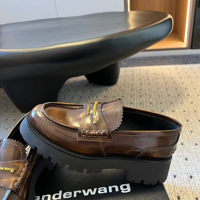 CARTER MID-HEEL 5 CM LUG LOAFER IN CHOCOLATE BROWN LAMBSKIN