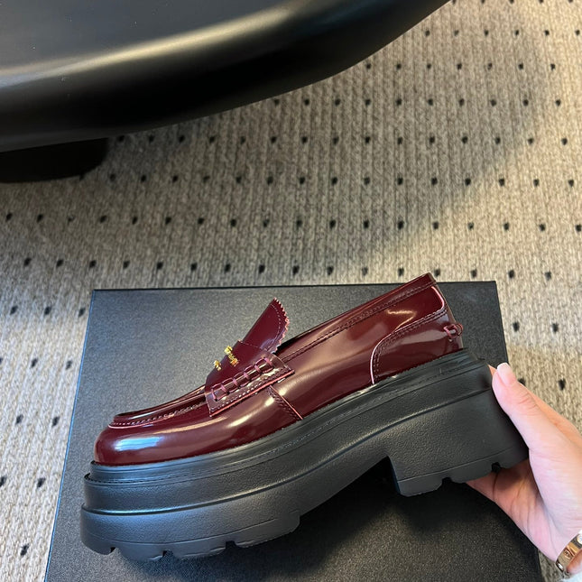 CARTER PLATFORM 75 MM LOAFER IN BURGUNDY RED LAMBSKIN